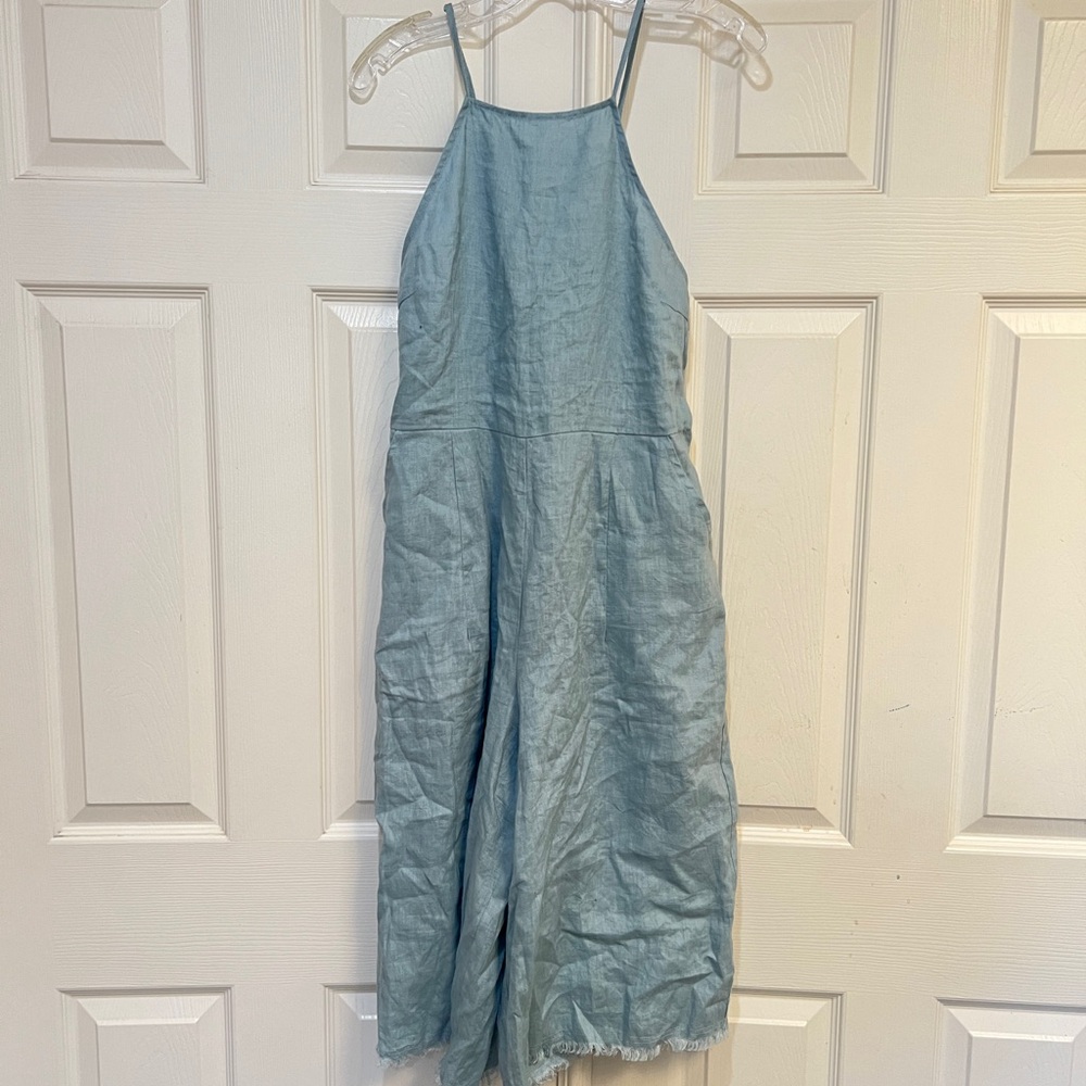 Reset blue‎ adjustable open back culotte jumpsuit pockets summer beach medium